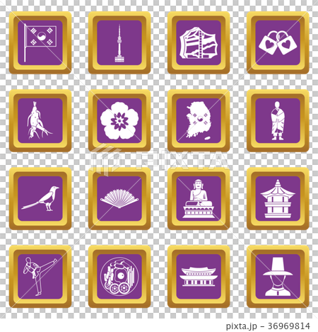 South Korea icons set purple South Korea icons set purple 36969814