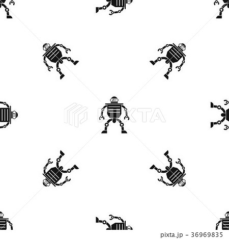 Humanoid robot pattern seamless black Humanoid robot pattern seamless black 36969835