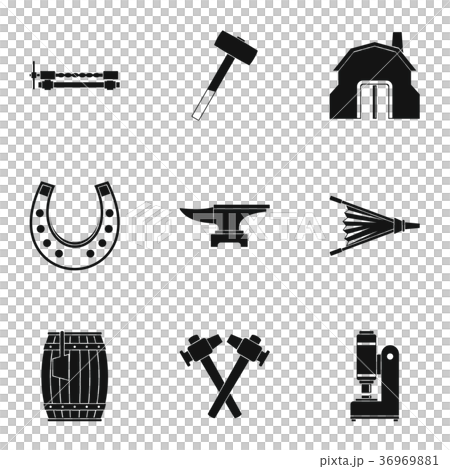 Industrial blacksmith icon set, simple style Industrial blacksmith icon set, simple style 36969881
