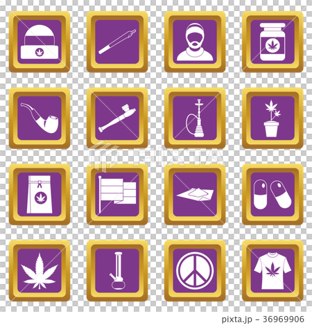Rastafarian icons set purple 36969906