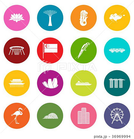 Singapore icons many colors set 36969994