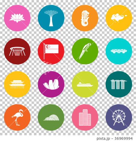 Singapore icons many colors set 36969994