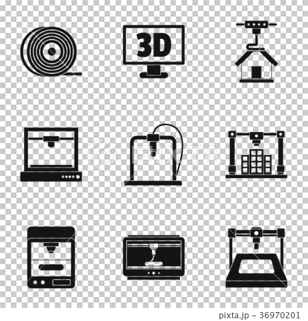 3d printer construct icon set, simple style - Stock Illustration ...