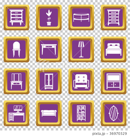 Furniture icons set purple 36970329
