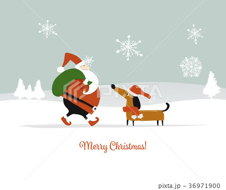 Santa Claus with dog, symbol of 2018. Christmas Santa Claus with dog, symbol of 2018. Christmas 36971900
