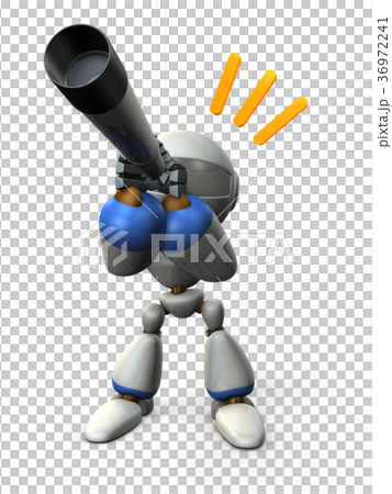 望遠鏡を覗くキュートなロボット 36972241