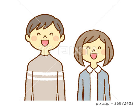 10代の子ども2人 笑うのイラスト素材