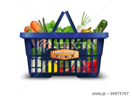 Natural organic vegetable in shopping basket with Natural organic vegetable in shopping basket with 36973767