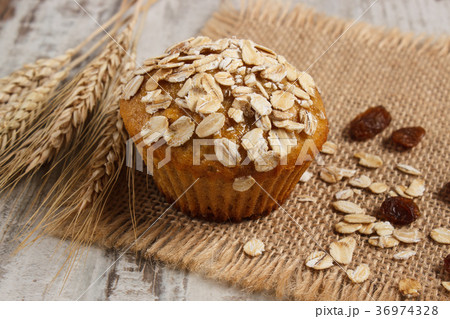 Fresh muffin with oatmeal 36974328