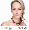 Beautiful girl on a white background with red lips 36974588