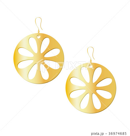 Gold round earrings isolated. 36974685