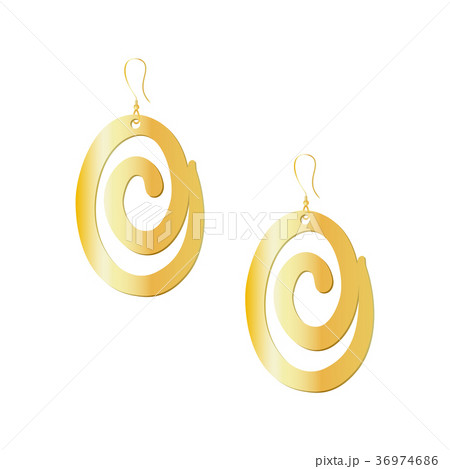 Gold spiral earrings isolated on white background Gold spiral earrings isolated on white background 36974686
