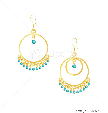 Round handmade earrings isolated 36974688