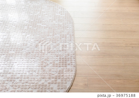 Beige soft carpet on laminate parquete floor Beige soft carpet on laminate parquete floor 36975188