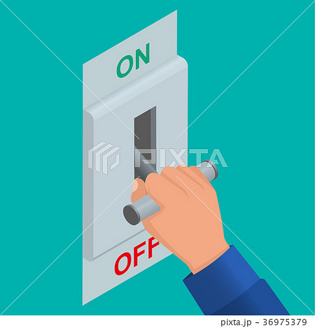 Isometric icon of electric knife switch 36975379