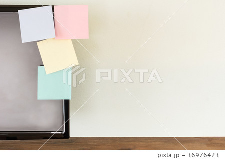 group of notice sticker on monitor screen view group of notice sticker on monitor screen view 36976423