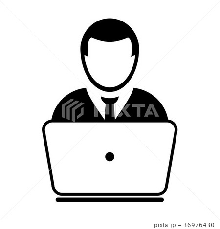 User Icon Vector With Laptop Computer Male Person 36976430