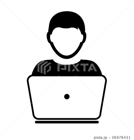 User Icon Vector With Laptop Computer Male Person 36976431