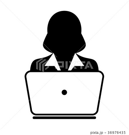 User Icon Vector With Laptop Computer Female Sign 36976435