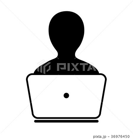 User Icon Vector With Laptop Computer Male Person 36976450