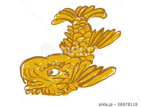 金のしゃちほこ　水彩画 36978119