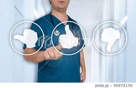 Thumb up icon concept and doctor with thumbs up 36978156