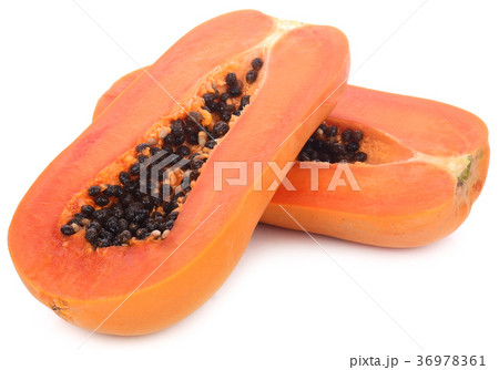 slices of sweet papaya on white background 36978361