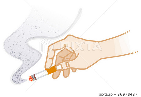 煙草を持つ手 喫煙リスク 白バックのイラスト素材 36978437 Pixta