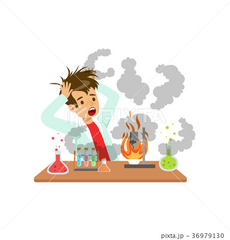 Boy after a failed chemical experiment, mixture Boy after a failed chemical experiment, mixture 36979130
