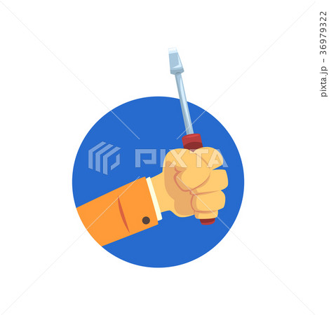 Hand holding screwdriver, technical service Hand holding screwdriver, technical service 36979322