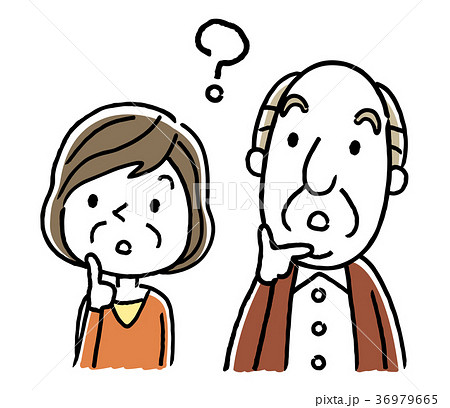 シニア夫婦:疑問、考える シニア夫婦:疑問、考える 36979665