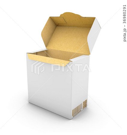 Realistic White Package Cardboard Box. 36980291