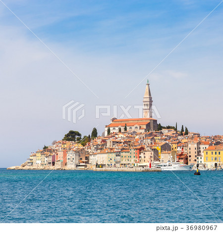 Panoramic view on old town Rovinj, Croatia. Panoramic view on old town Rovinj, Croatia. 36980967