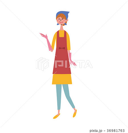 エプロン姿 イラスト 女性のイラスト素材