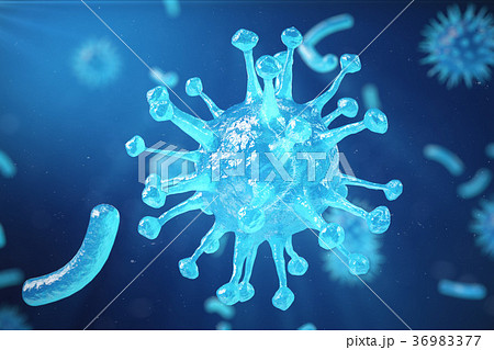 3d Illustration virus, bacteria, cell infected 36983377