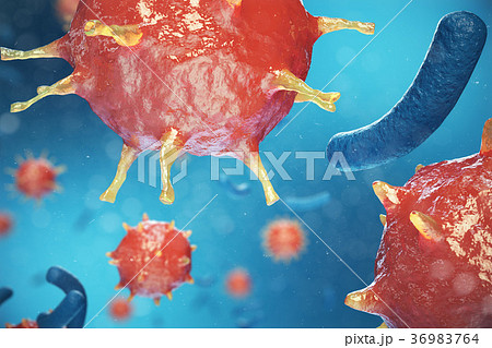 3d Illustration virus, bacteria, cell infected 36983764