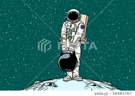 Astronaut with cargo weights 36983767
