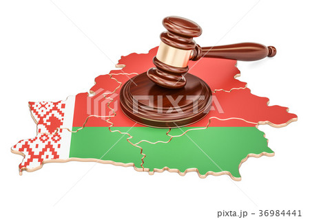 Wooden Gavel on map of Belarus, 3D rendering Wooden Gavel on map of Belarus, 3D rendering 36984441