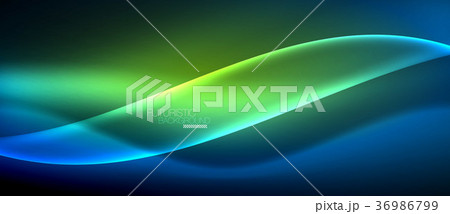 Neon glowing wave, magic energy and light motion 36986799