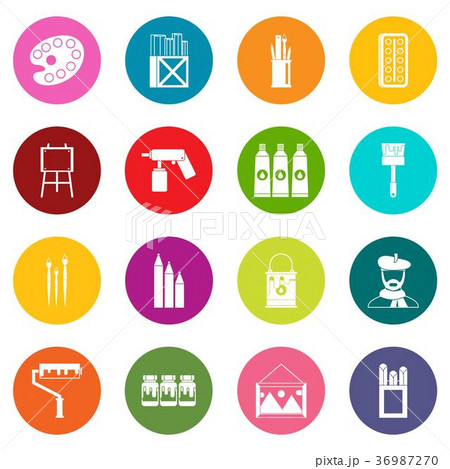Painting icons many colors set 36987270