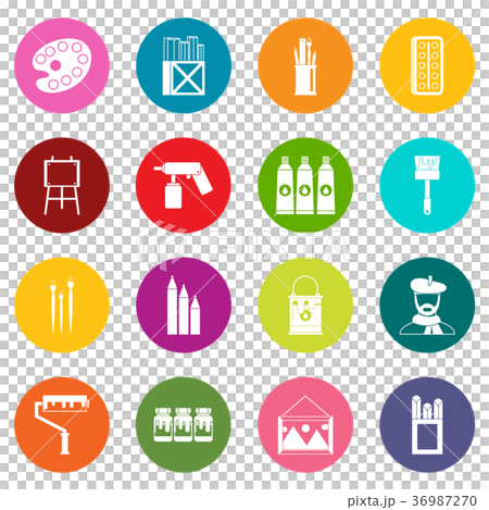 Painting icons many colors set 36987270