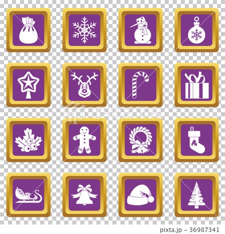 Christmas icons set purple Christmas icons set purple 36987341