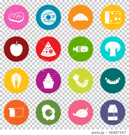 Food icons many colors set Food icons many colors set 36987347