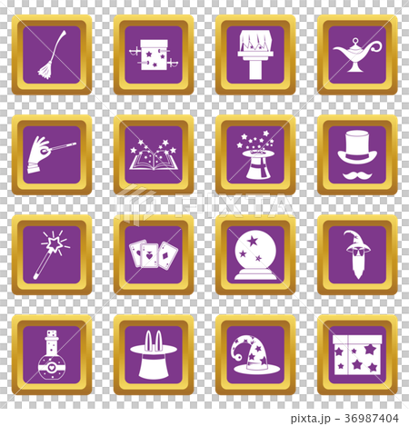 Magic icons set purple Magic icons set purple 36987404