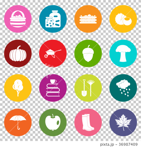 Autumn icons many colors set 36987409