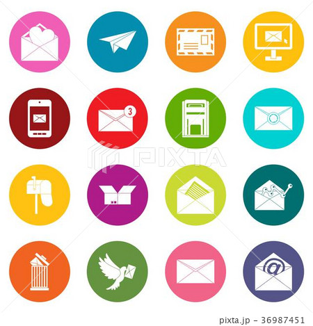 Email icons many colors set Email icons many colors set 36987451