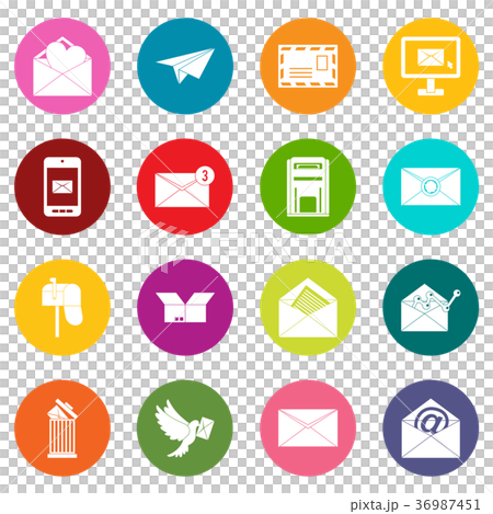 Email icons many colors set Email icons many colors set 36987451