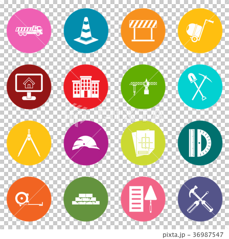 Construction icons many colors set Construction icons many colors set 36987547