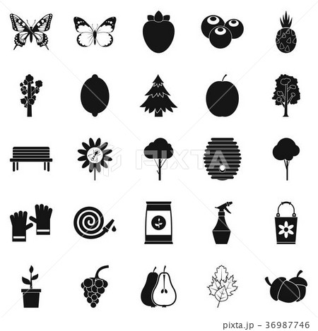 Grass icons set, simple style 36987746