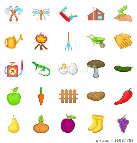 Yield icons set, cartoon style 36987783